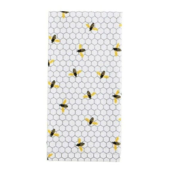 Honey Bee Kitchen Towels 5-Pc Honeycomb White Black Checks Yellow Honeybee Gift - Picture 3 of 8